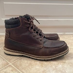 Brown leather boots